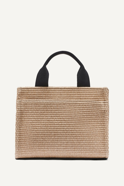 HADLEE SMALL STRAW LOGO TOTE