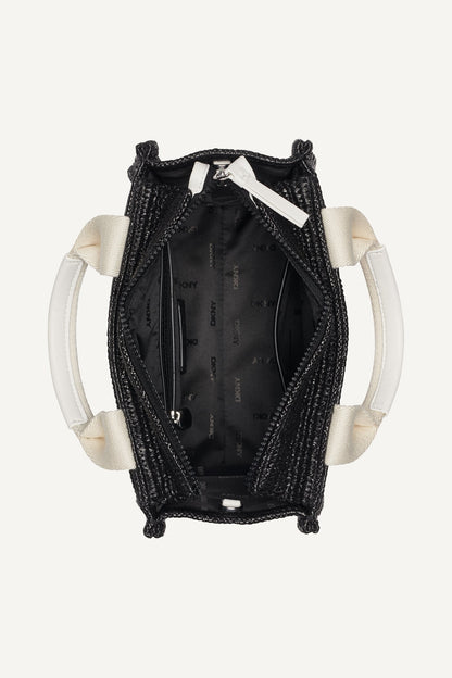 HADLEE SMALL STRAW LOGO TOTE
