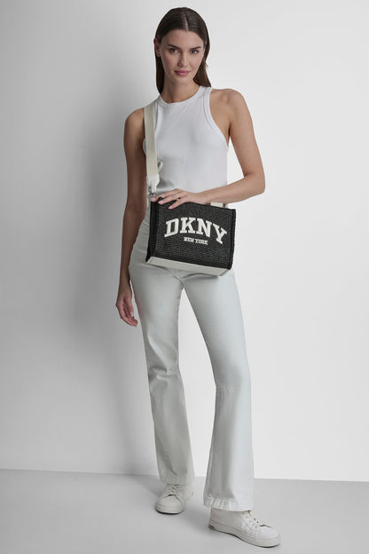 HADLEE SMALL STRAW LOGO TOTE