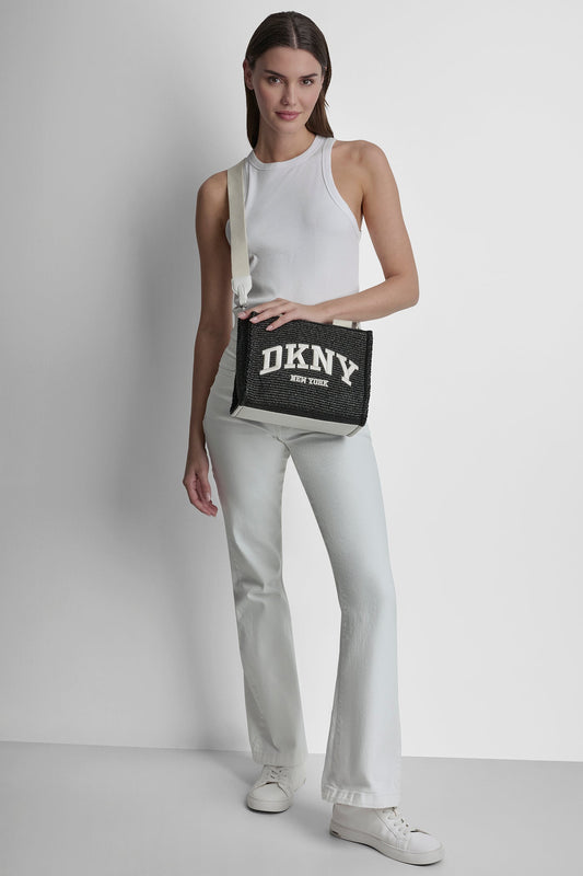 HADLEE SMALL STRAW LOGO TOTE