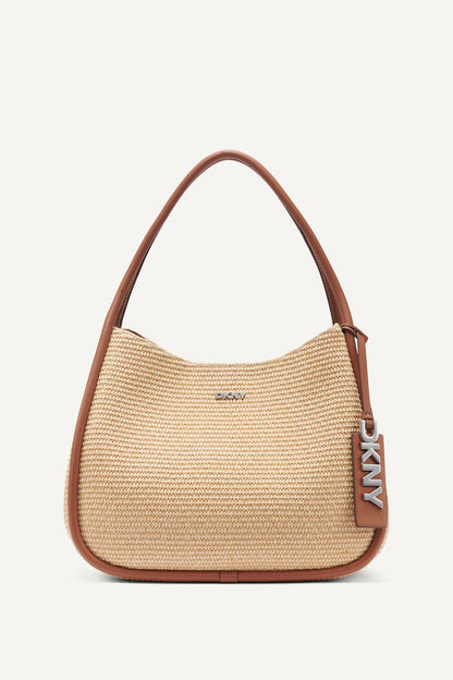 CAPRI WOVEN STRAW LARGE HOBO BAG