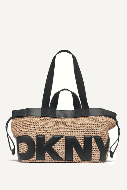 BARDOT RAFFIA LOGO TOTE