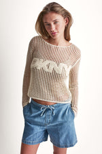 CROCHET OPEN-STITCH LOGO SWEATER