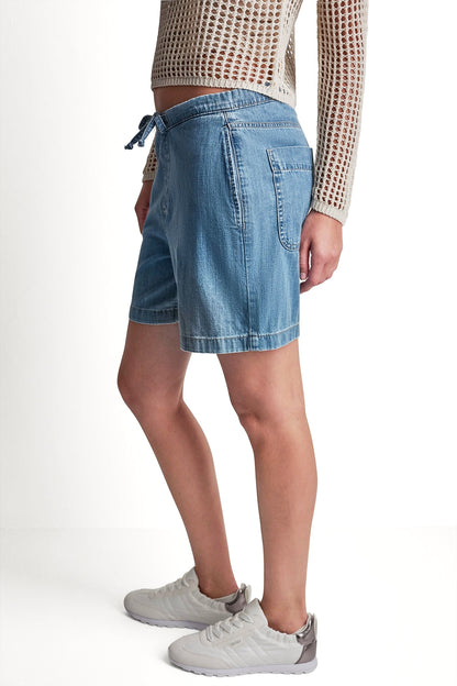 MID-RISE RELAXED DENIM SHORT WITH DRAWCORD