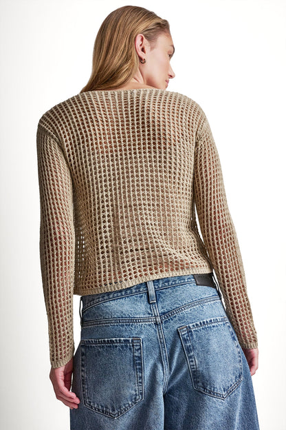 CROCHET OPEN-STITCH LOGO SWEATER