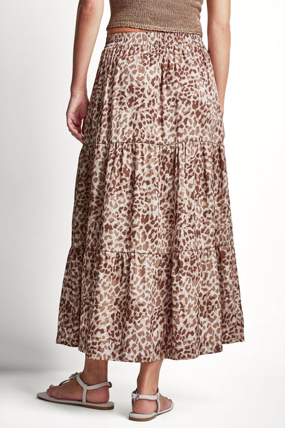 TIERED SATIN PRINTED SKIRT