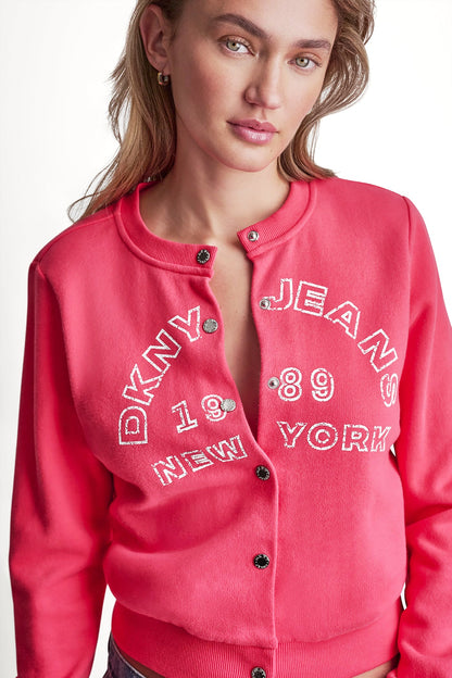 BUTTON FRONT SHRUNKEN LOGO JACKET