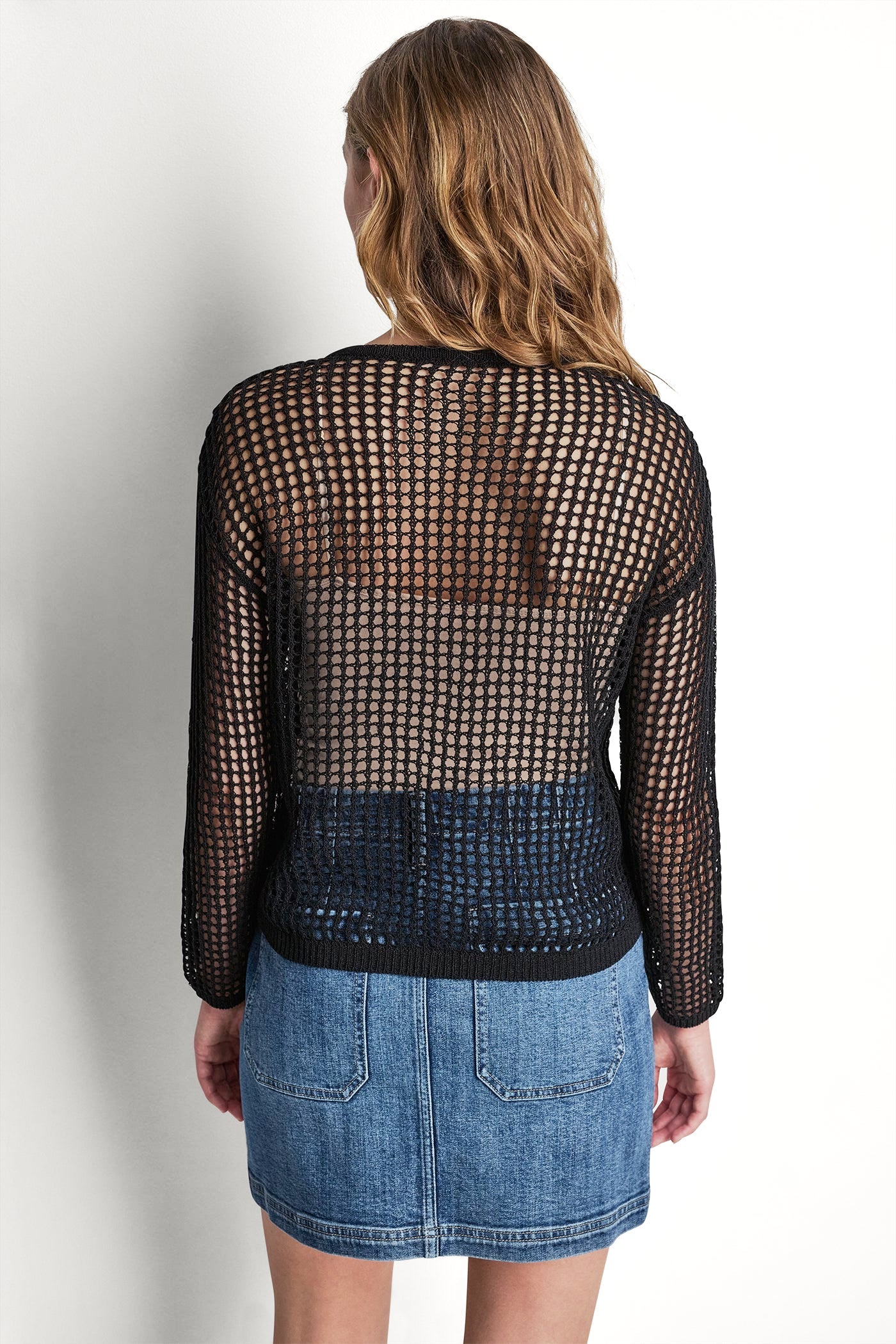 CROCHET OPEN-STITCH LOGO SWEATER