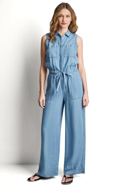 SLEEVELESS JUMPSUIT WITH COLLAR NECKLINE