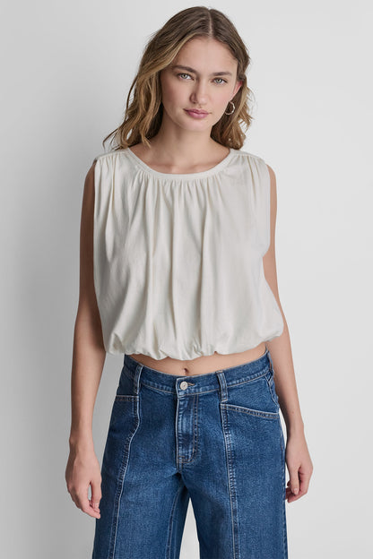 SLEEVELESS RUCHED TOP
