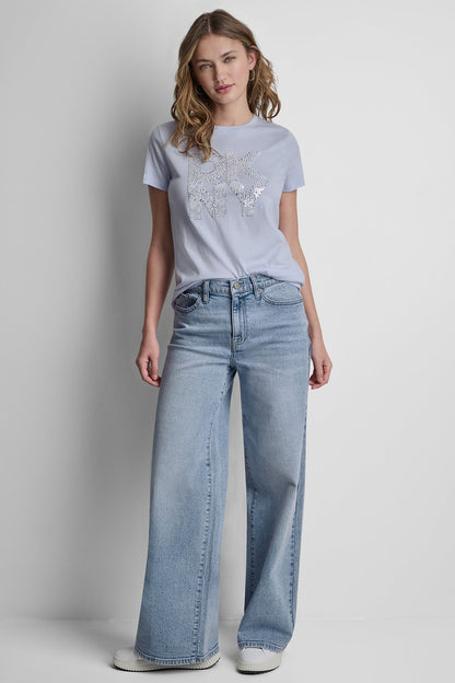 DKNY STACKED SEQUIN LOGO TEE