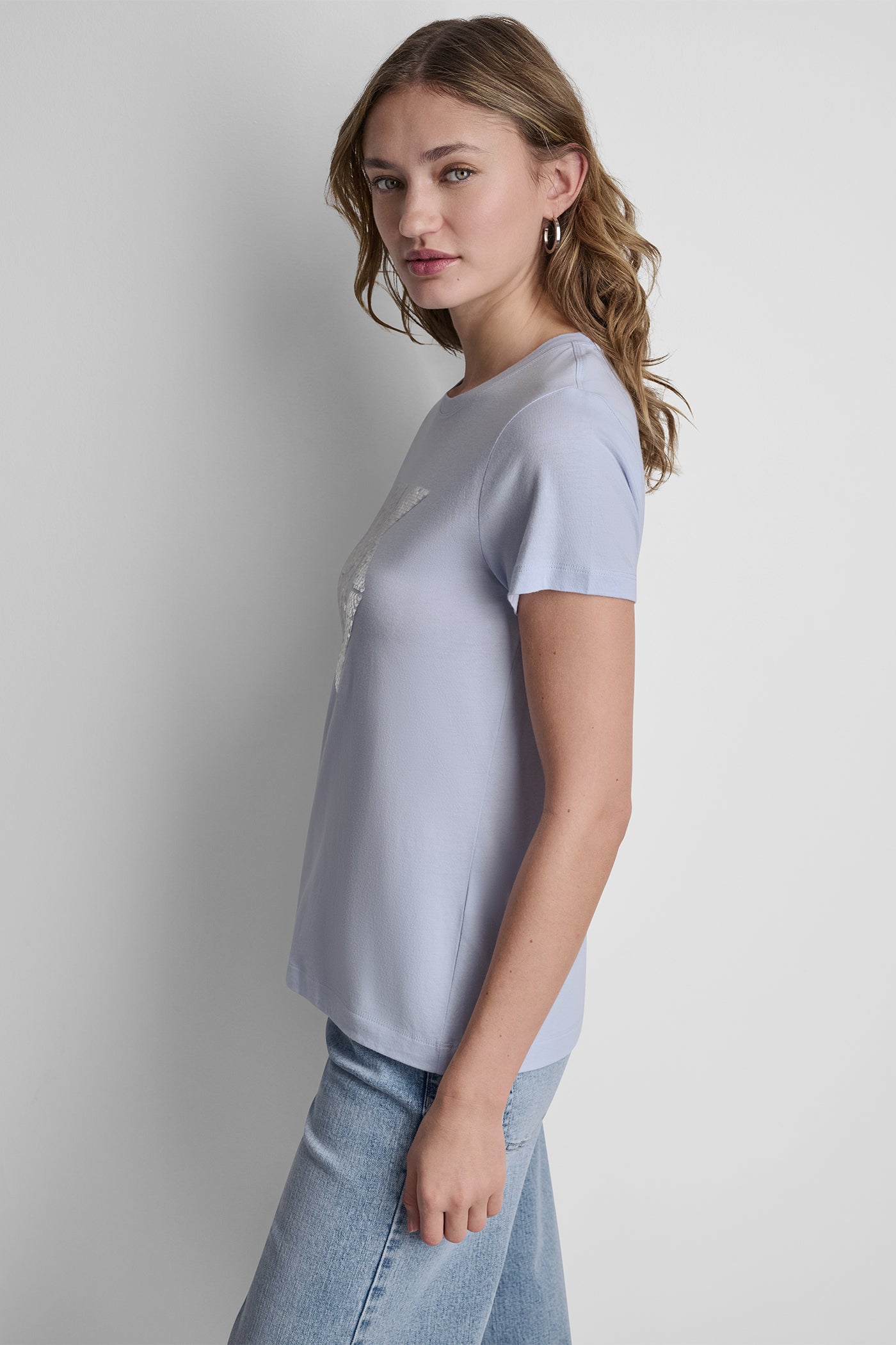 DKNY STACKED SEQUIN LOGO TEE