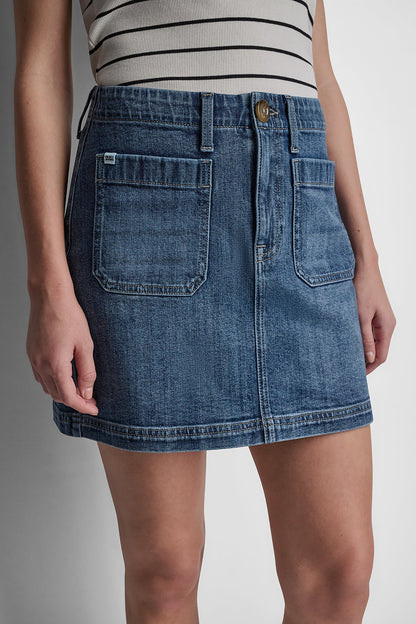 HIGH RISE PATCH POCKET MINI SKIRT 16 INCHES
