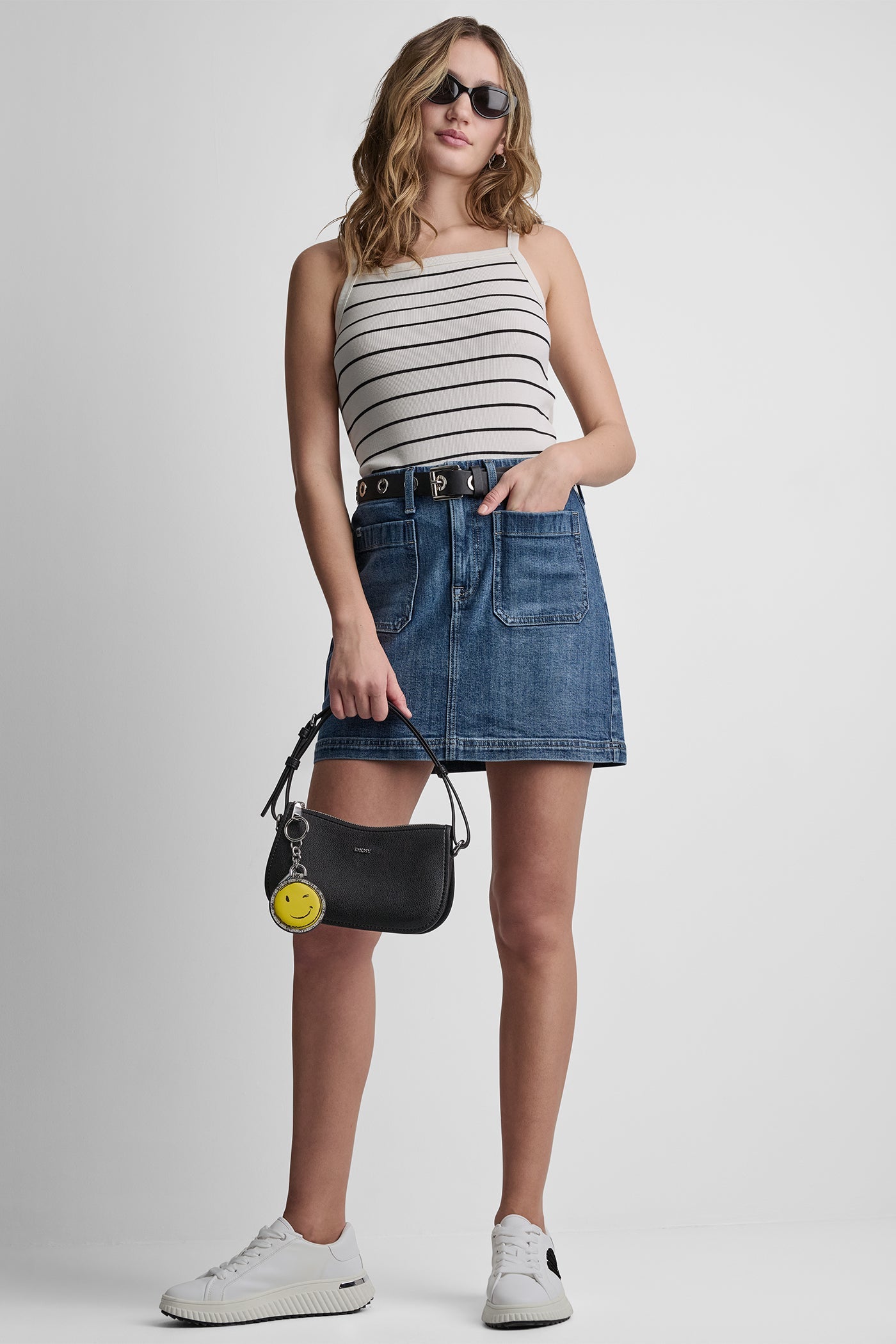 HIGH RISE PATCH POCKET MINI SKIRT 16 INCHES