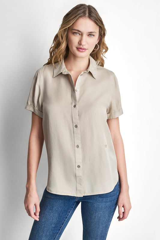GARMENT DYE BUTTON-FRONT SHIRT