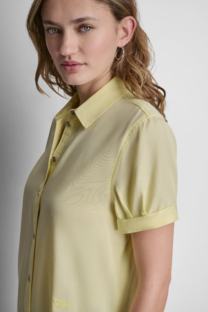 GARMENT DYE BUTTON-FRONT SHIRT