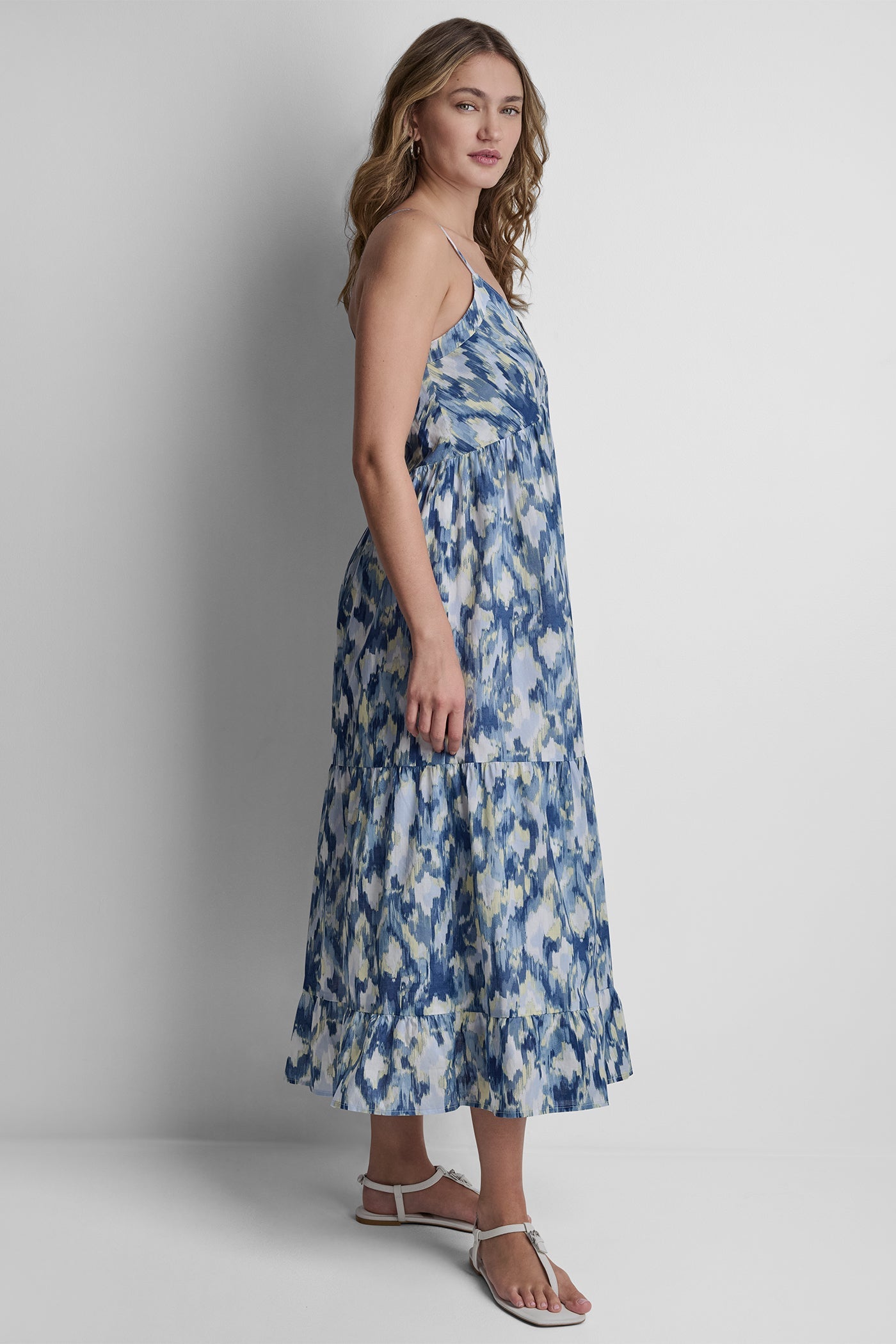 PRINTED TIERED MIDI TANK DRESS