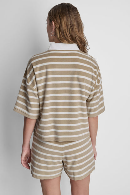 TOWELLING TERRY STRIPE BOXY POLO