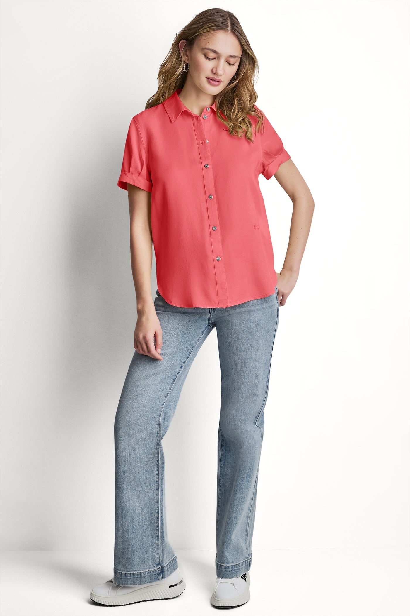 GARMENT DYE BUTTON-FRONT SHIRT