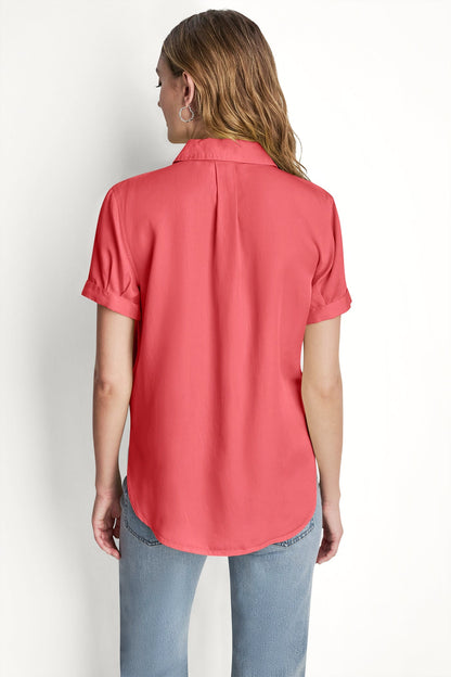 GARMENT DYE BUTTON-FRONT SHIRT