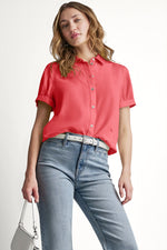 GARMENT DYE BUTTON-FRONT SHIRT