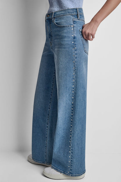 HIGH-RISE RHINESTONE STUD WIDE LEG