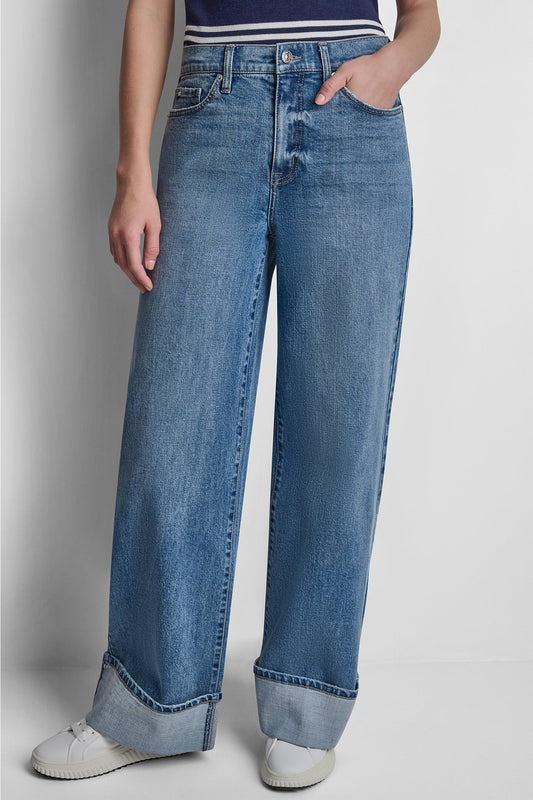 HIGH-RISE CUFFED WIDE LEG