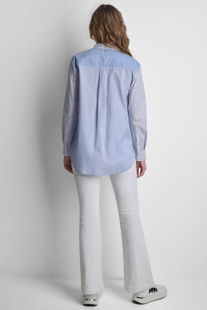 POPLIN CLASSIC FIT SHIRT WITH MIXED STRIPES