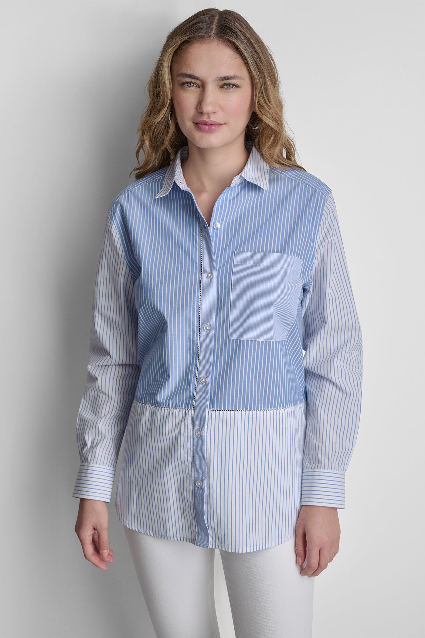 POPLIN CLASSIC FIT SHIRT WITH MIXED STRIPES