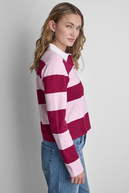 LONG SLEEVE STRIPE POLO