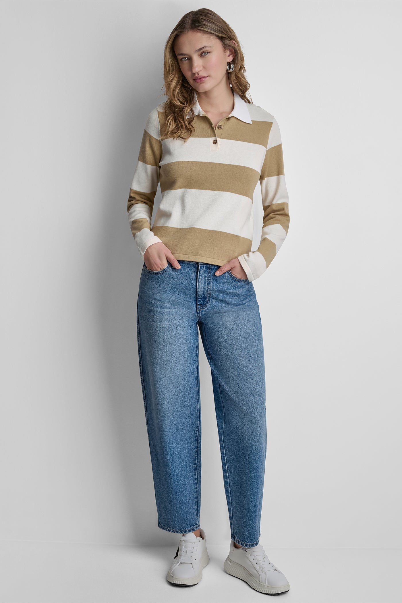 LONG SLEEVE STRIPE POLO