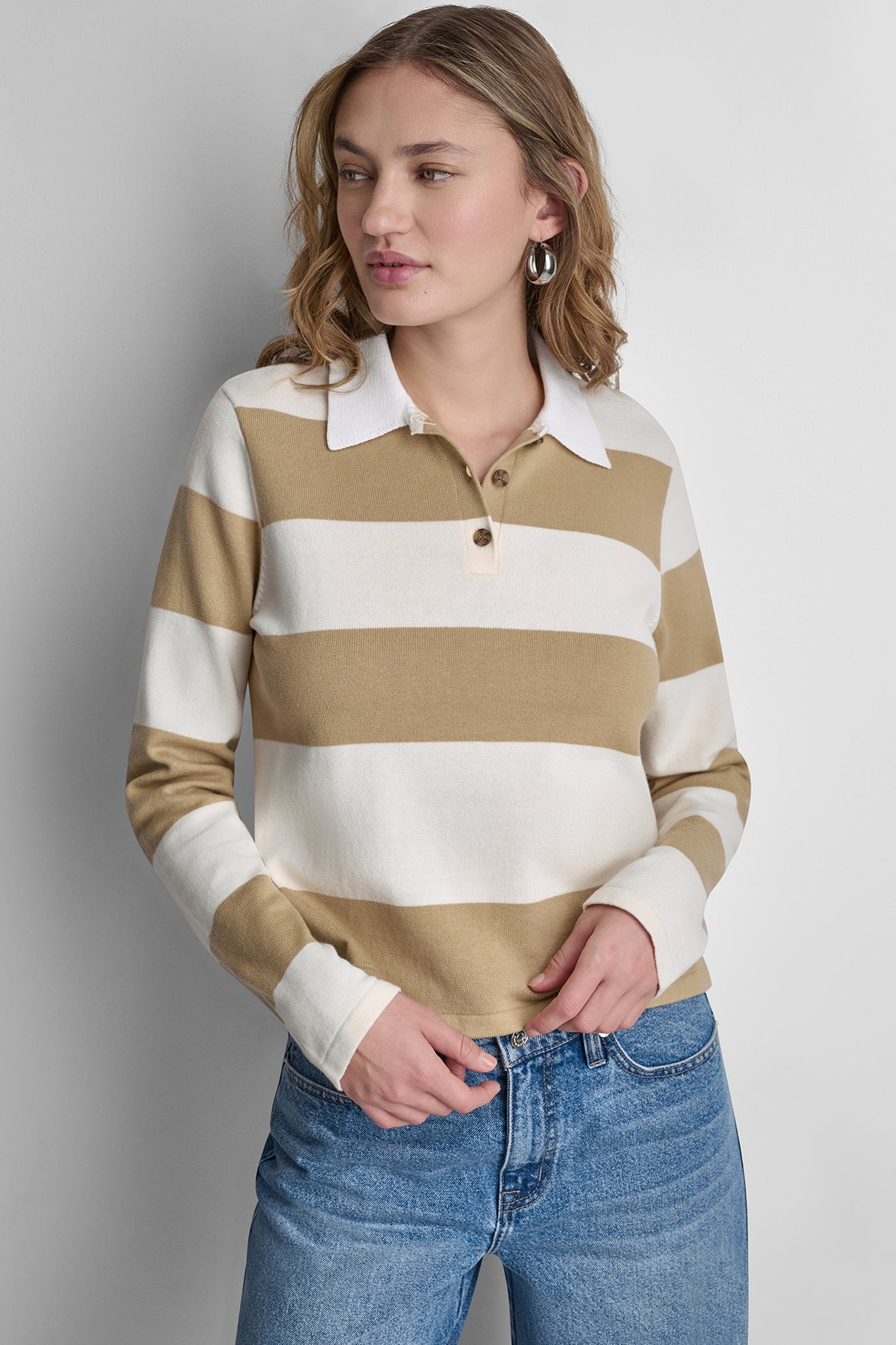 LONG SLEEVE STRIPE POLO
