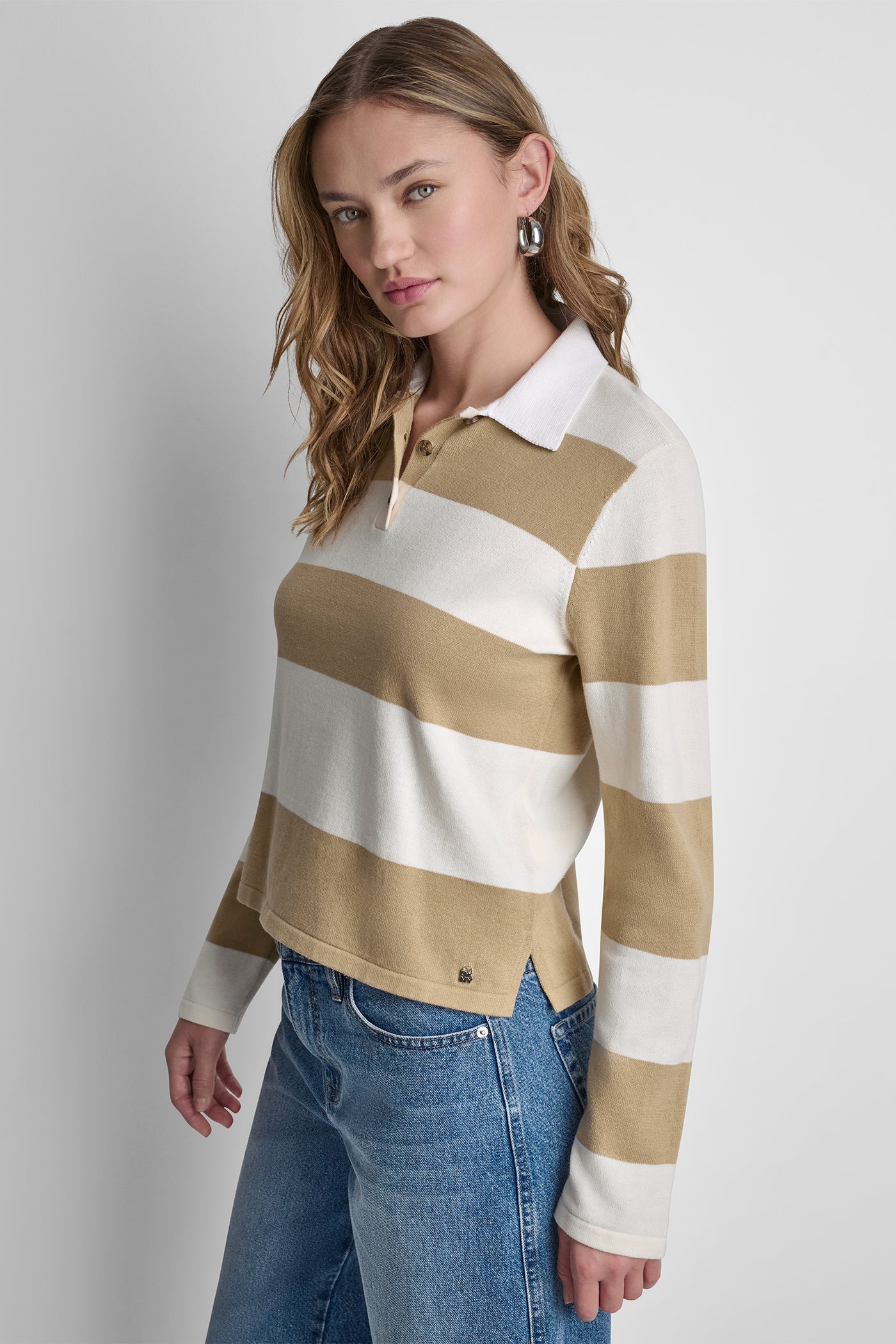 LONG SLEEVE STRIPE POLO