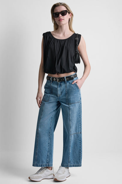 HIGH-RISE WIDE-LEG UTILITY ANKLE JEAN