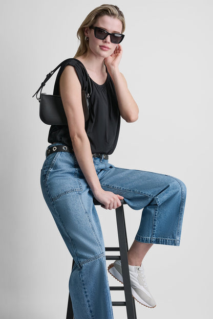 HIGH-RISE WIDE-LEG UTILITY ANKLE JEAN