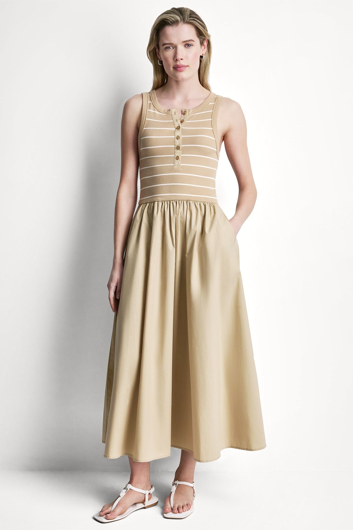 RIB HENLEY TANK MAXI DRESS