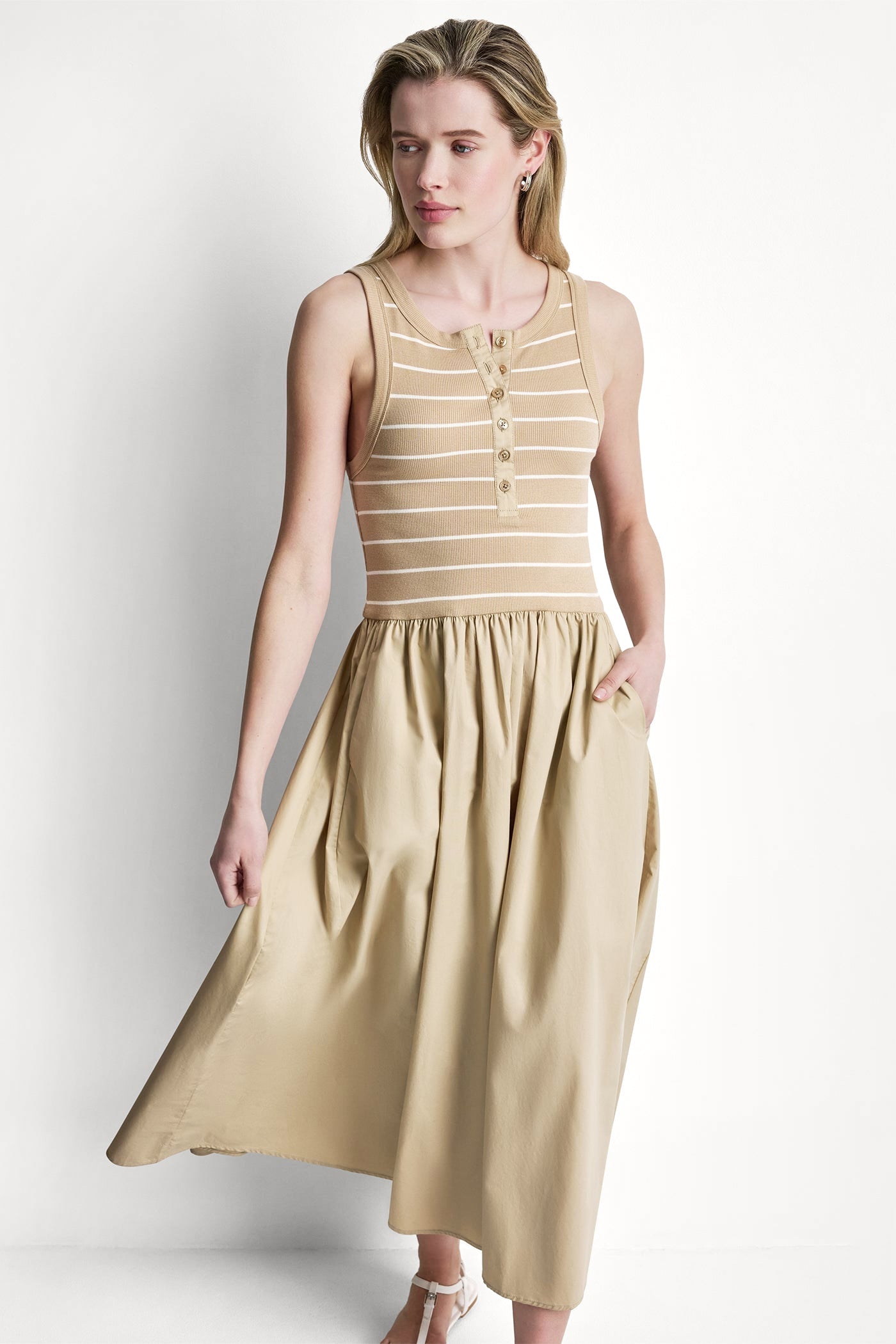 RIB HENLEY TANK MAXI DRESS