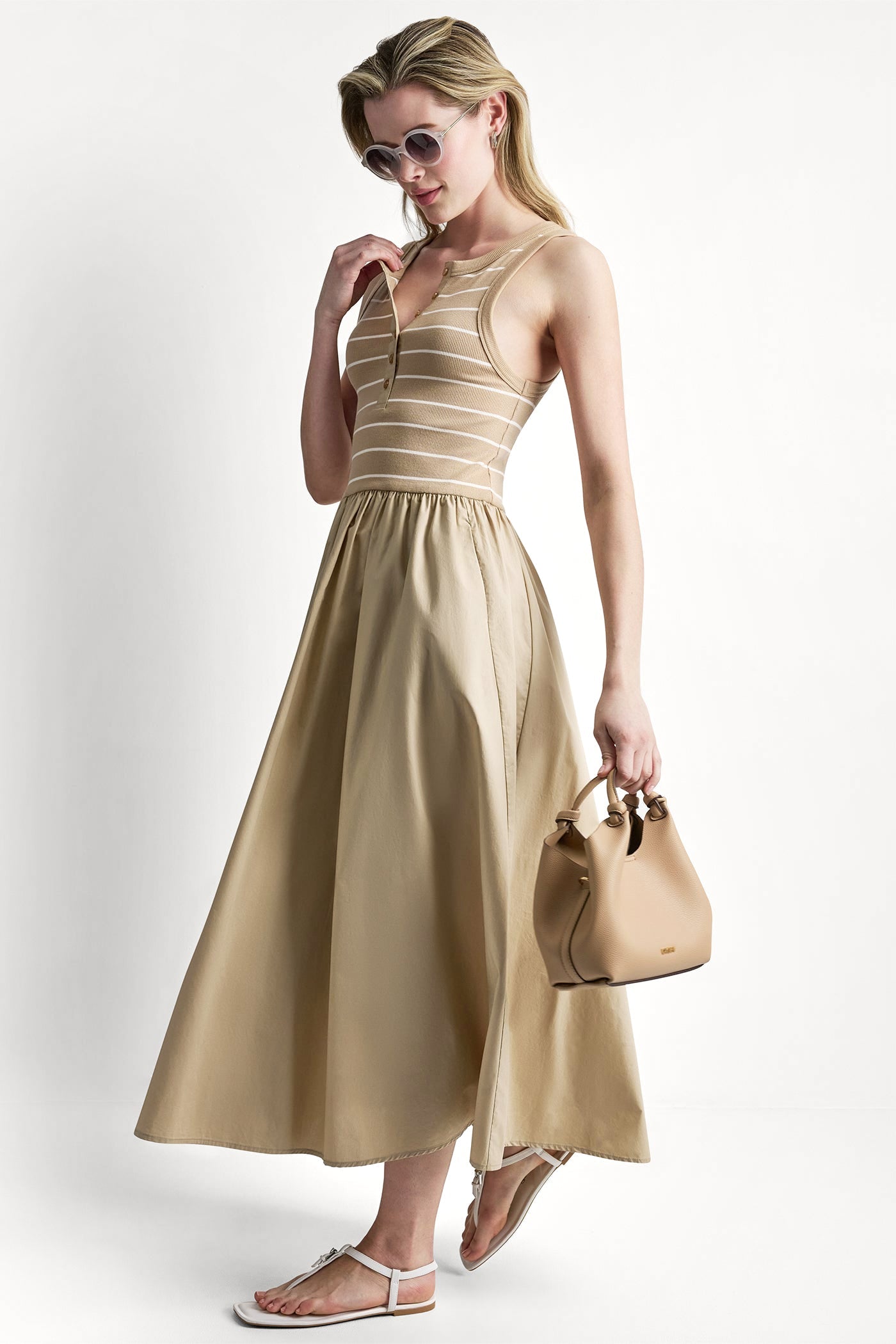 RIB HENLEY TANK MAXI DRESS