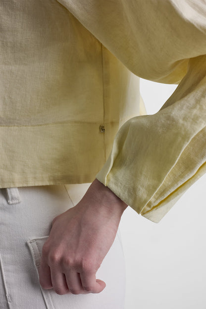 LINEN-BLEND RAGLAN SLEEVE BLOUSE