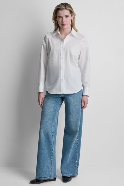 BUTTON FRONT SHIRT WITH FITTED BACK