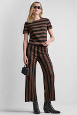 HIGH-RISE STRIPED PULL-ON FLARE PANT