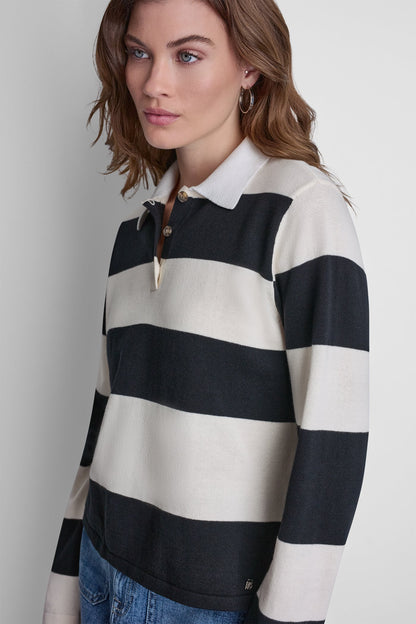 LONG SLEEVE STRIPE POLO
