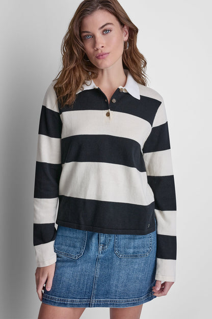 LONG SLEEVE STRIPE POLO