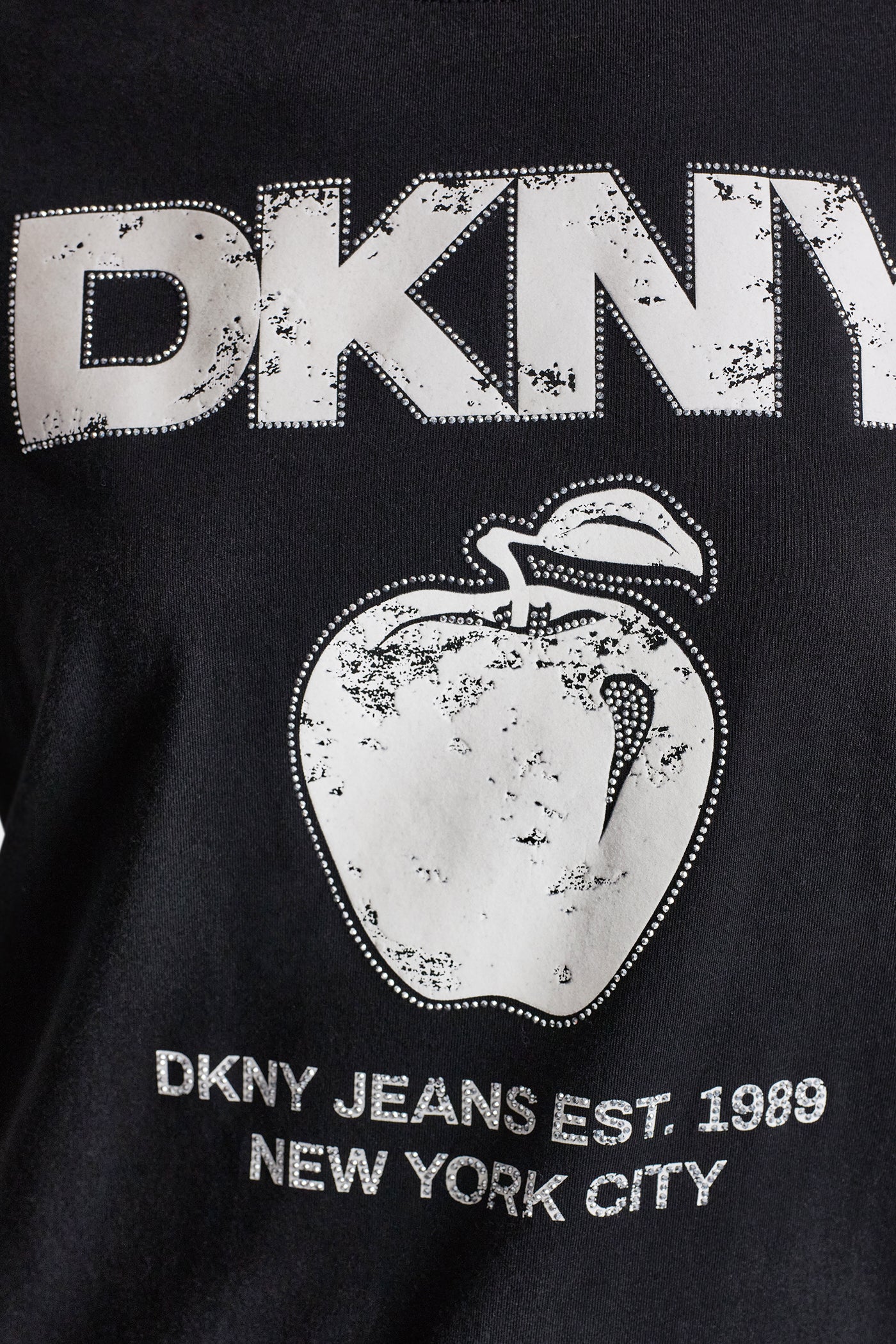 DKNY BIG APPLE RHINESTONE LOGO TEE