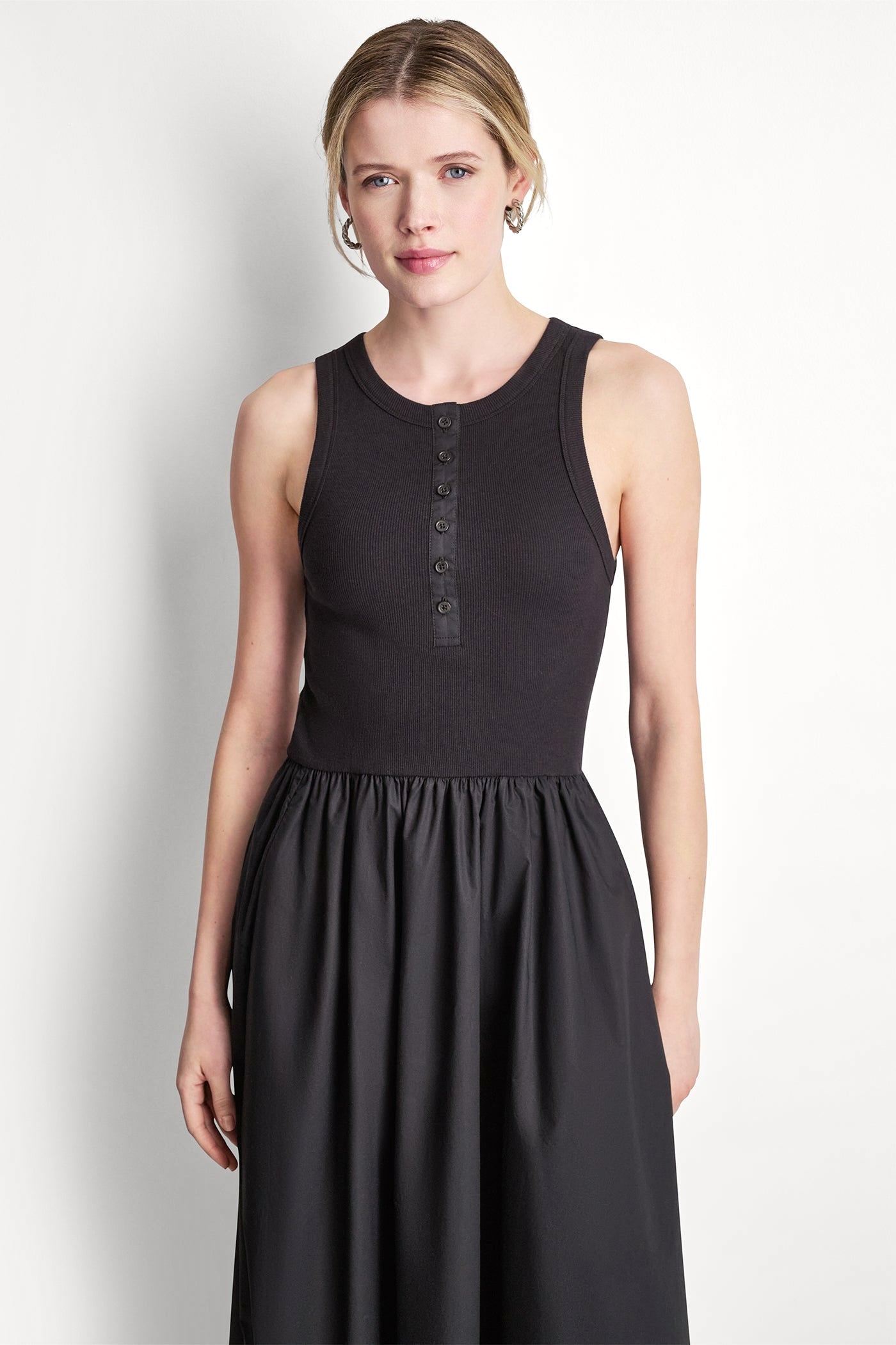 RIB HENLEY TANK MAXI DRESS