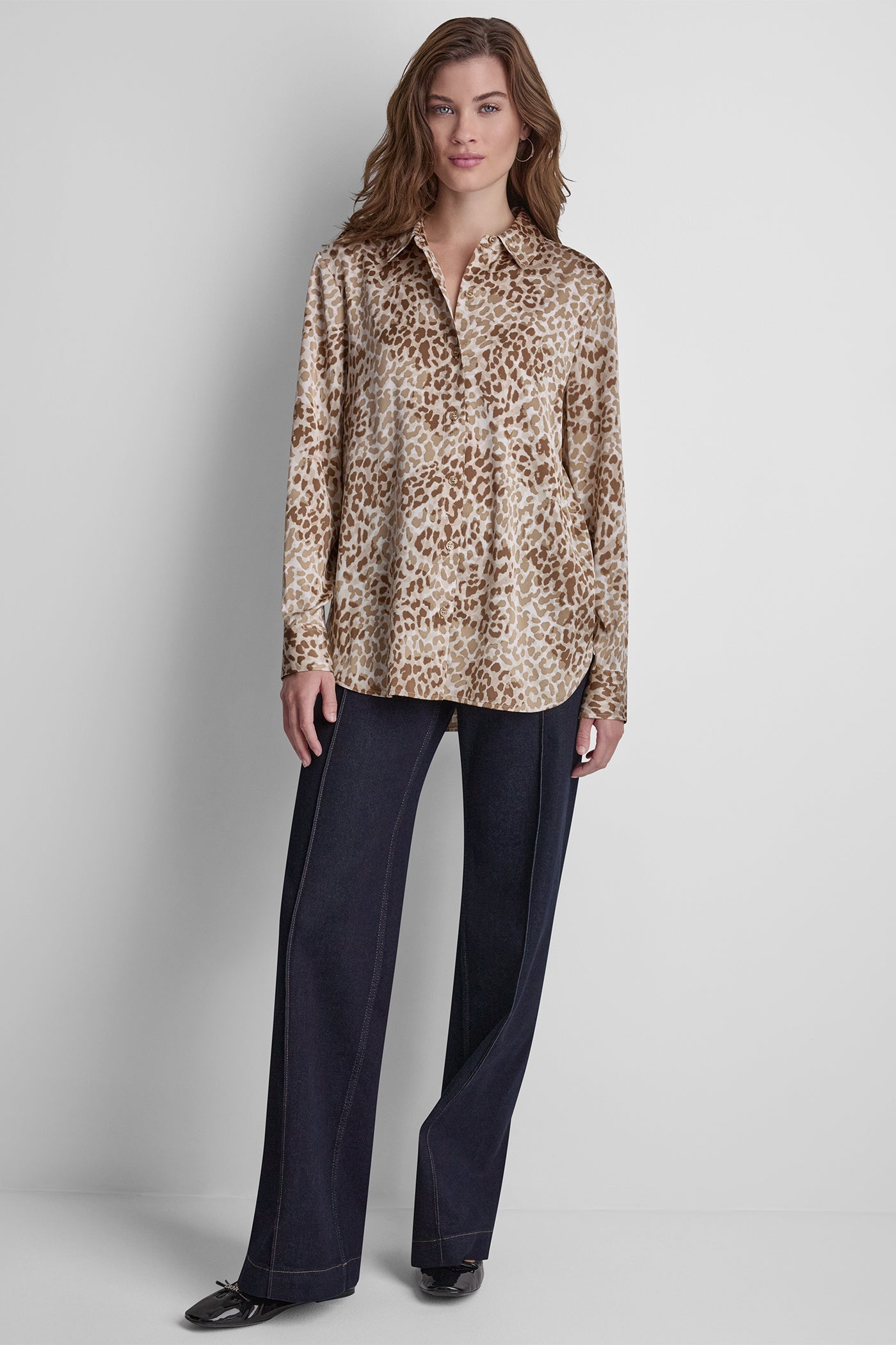 BUTTON FRONT PRINTED BLOUSE