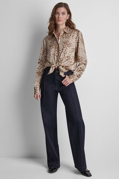 BUTTON FRONT PRINTED BLOUSE