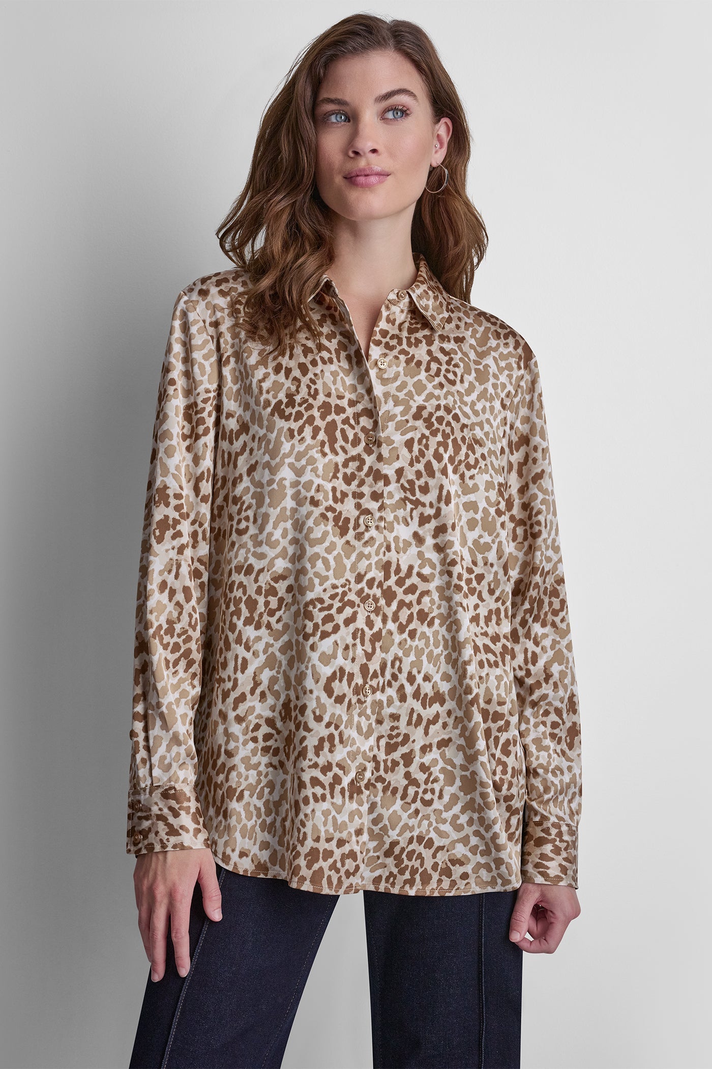BUTTON FRONT PRINTED BLOUSE