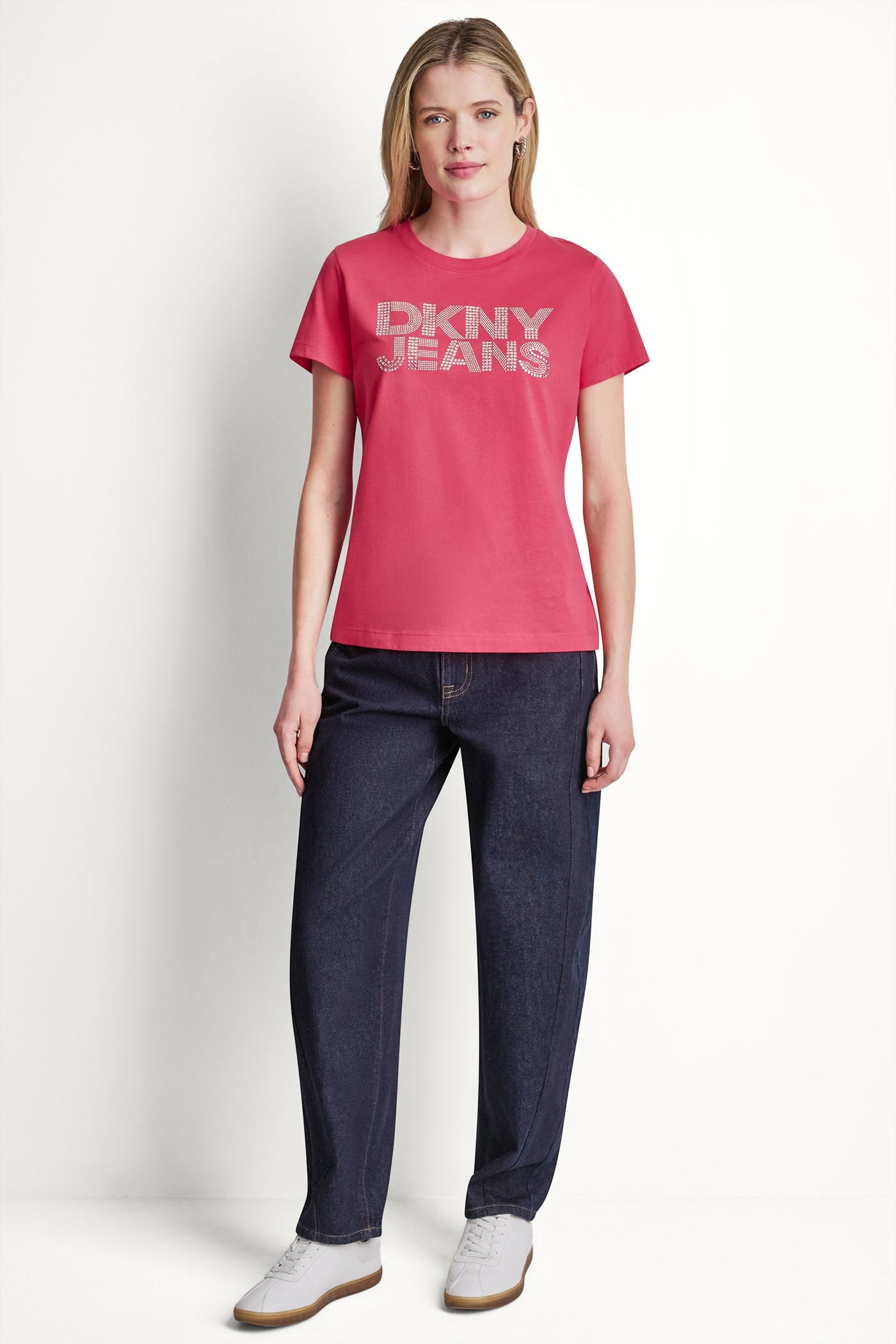 DKNY JEANS STACKED RHINESTONE DOME TEE