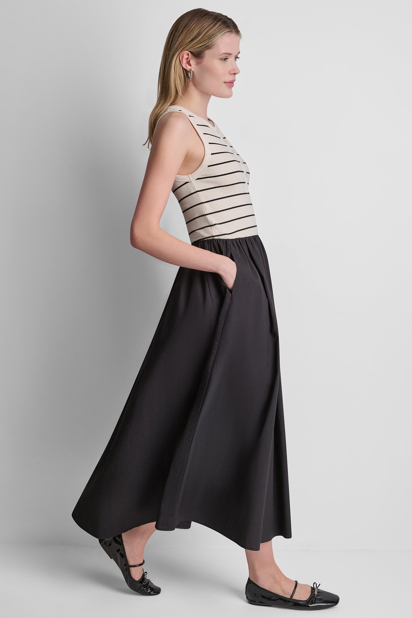 RIB HENLEY TANK MAXI DRESS